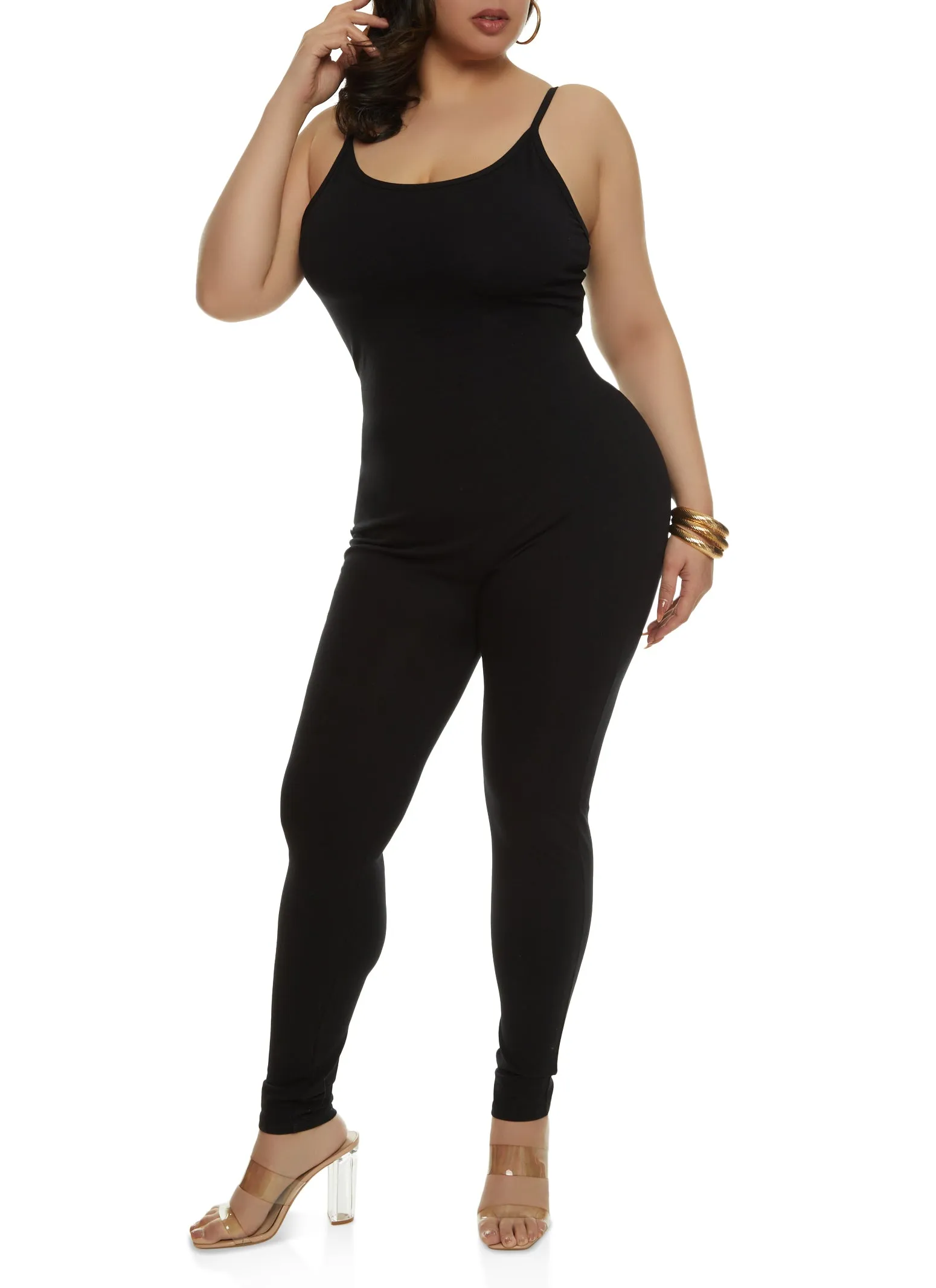 Plus Size Scoop Neck Cami Catsuit sold by Rainbow