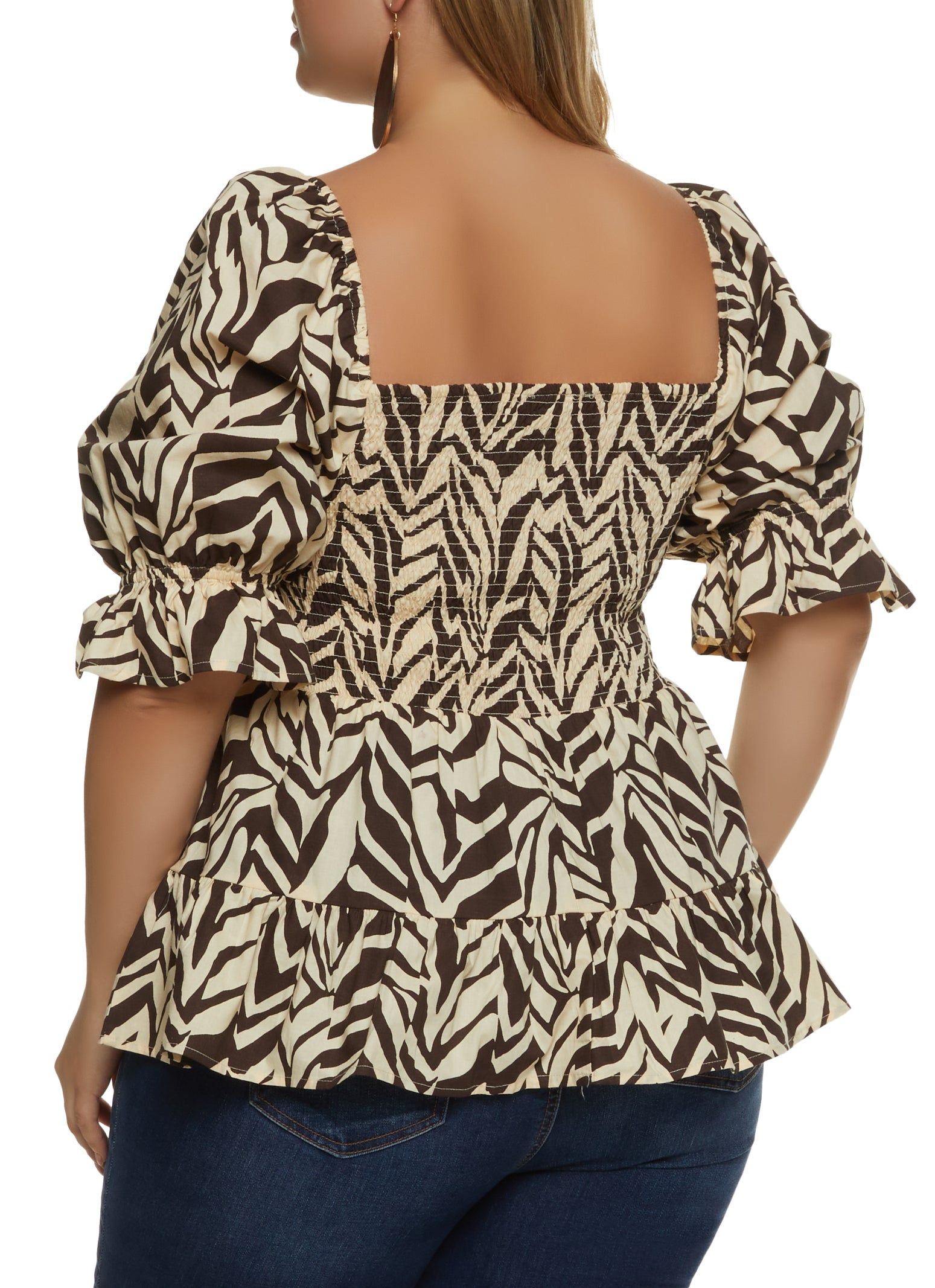 Plus Size Printed Smocked Puff Sleeve Top sold by Rainbow product image thumbnail 2