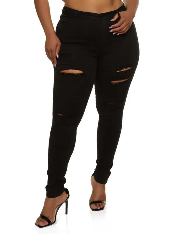 Plus Size WAX Distressed High Waist Jeans sold by Rainbow