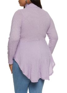 Plus Size Ruched Mock Neck Long Sleeve Babydoll Top sold by Rainbow