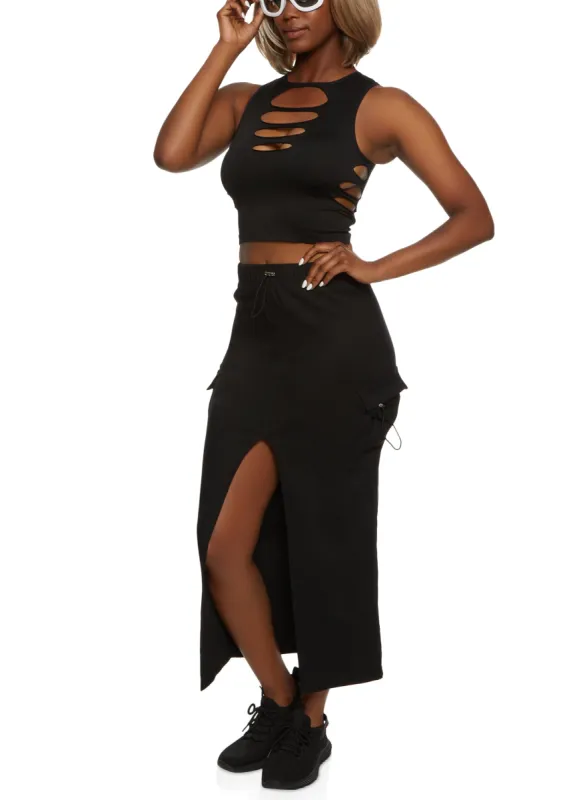 Cargo Pocket Hyperstretch Maxi Skirt sold by Rainbow