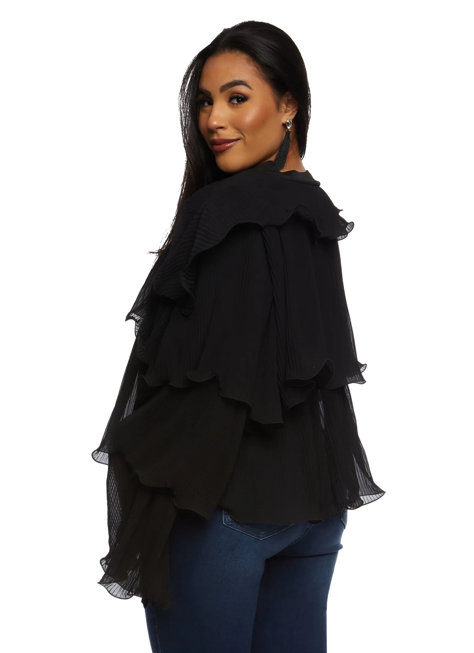 Plisse Ruffled Tiered Long Sleeve Blouse sold by Rainbow product image thumbnail 3