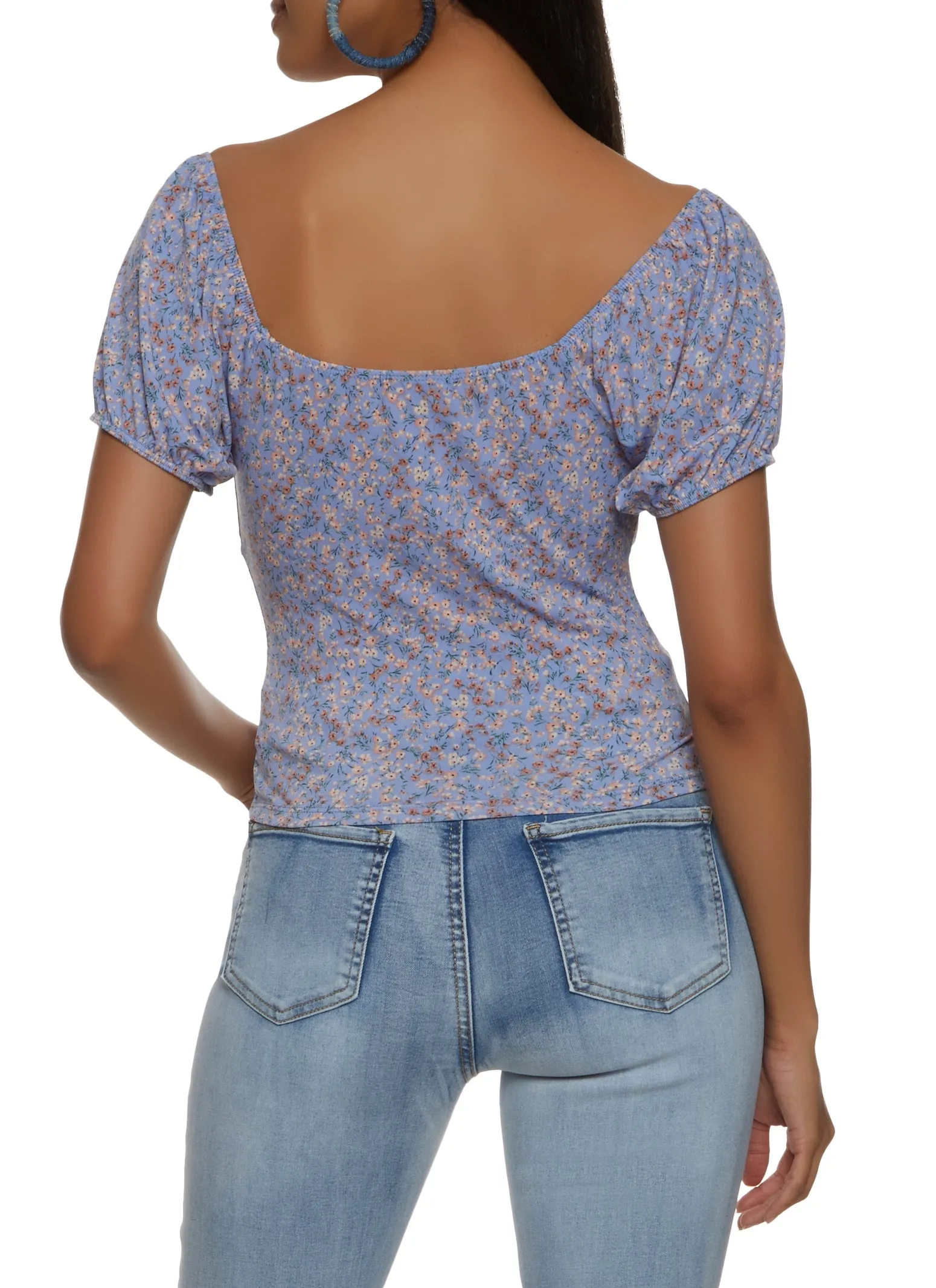 Tie Front Floral Print Peasant Top sold by Rainbow product image thumbnail 2