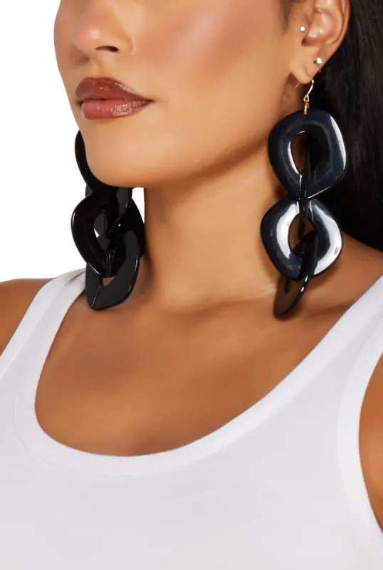 Resin Chain Link Drop Earrings sold by Rainbow