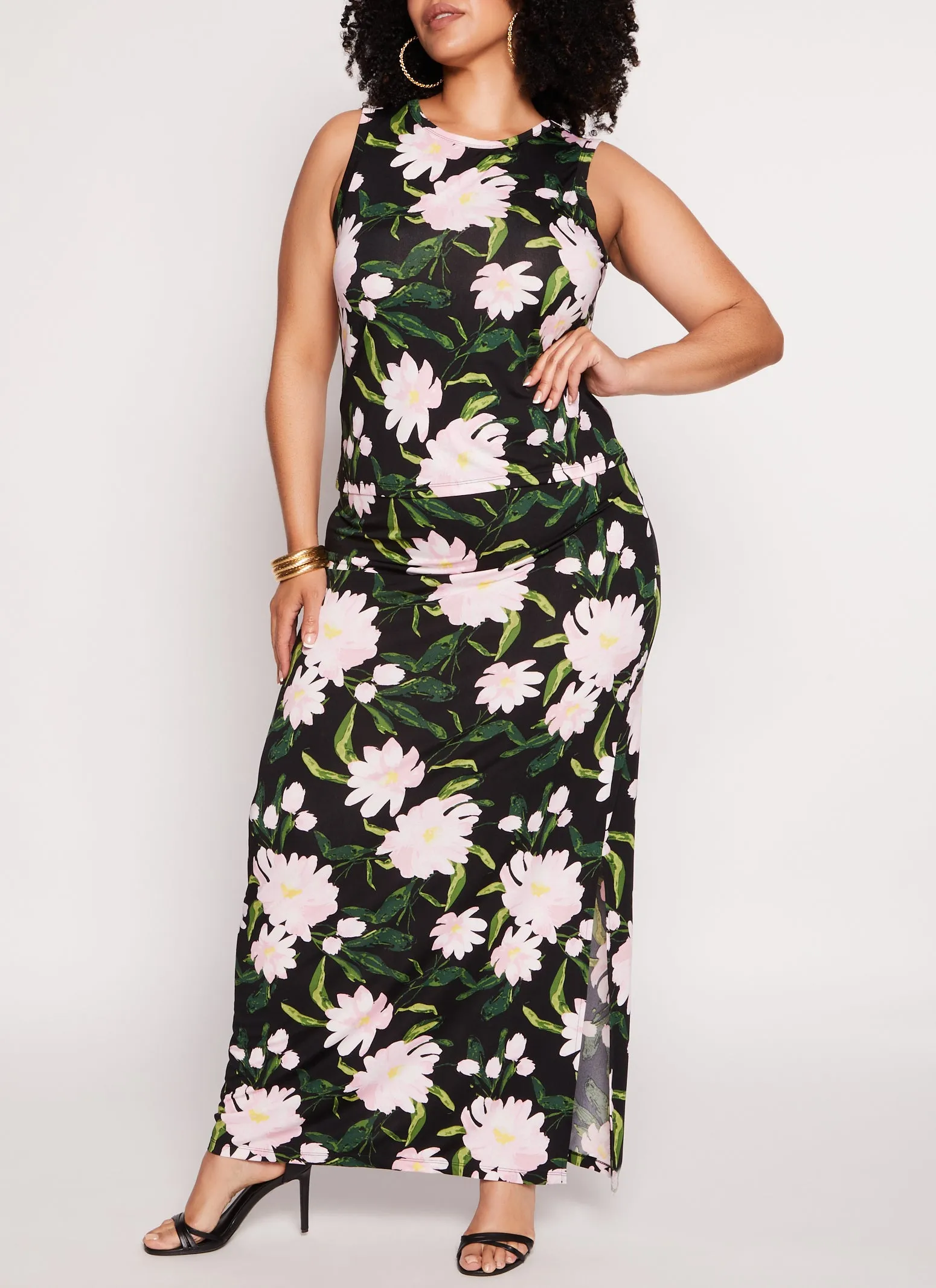 Plus Size Floral Tank Top and Maxi Skirt Set sold by Rainbow product image thumbnail 2