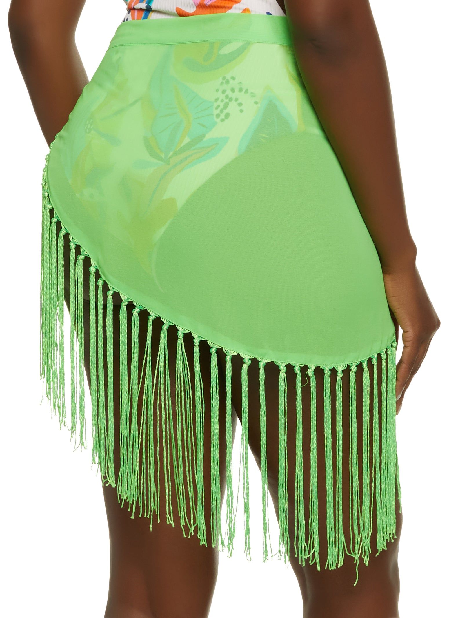 Fringe Hem Tie Side Cover Up Skirt sold by Rainbow product image thumbnail 3