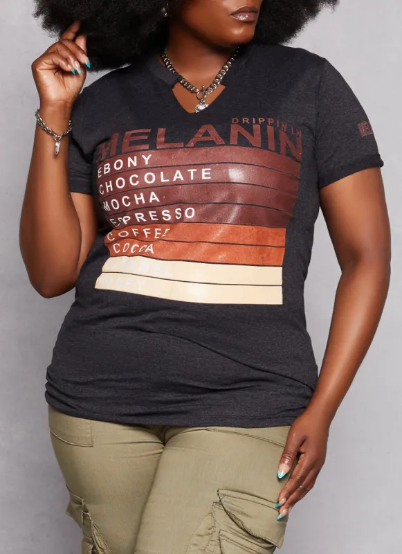 Plus Size Drippin In Melanin Notch Neck Tee sold by Rainbow