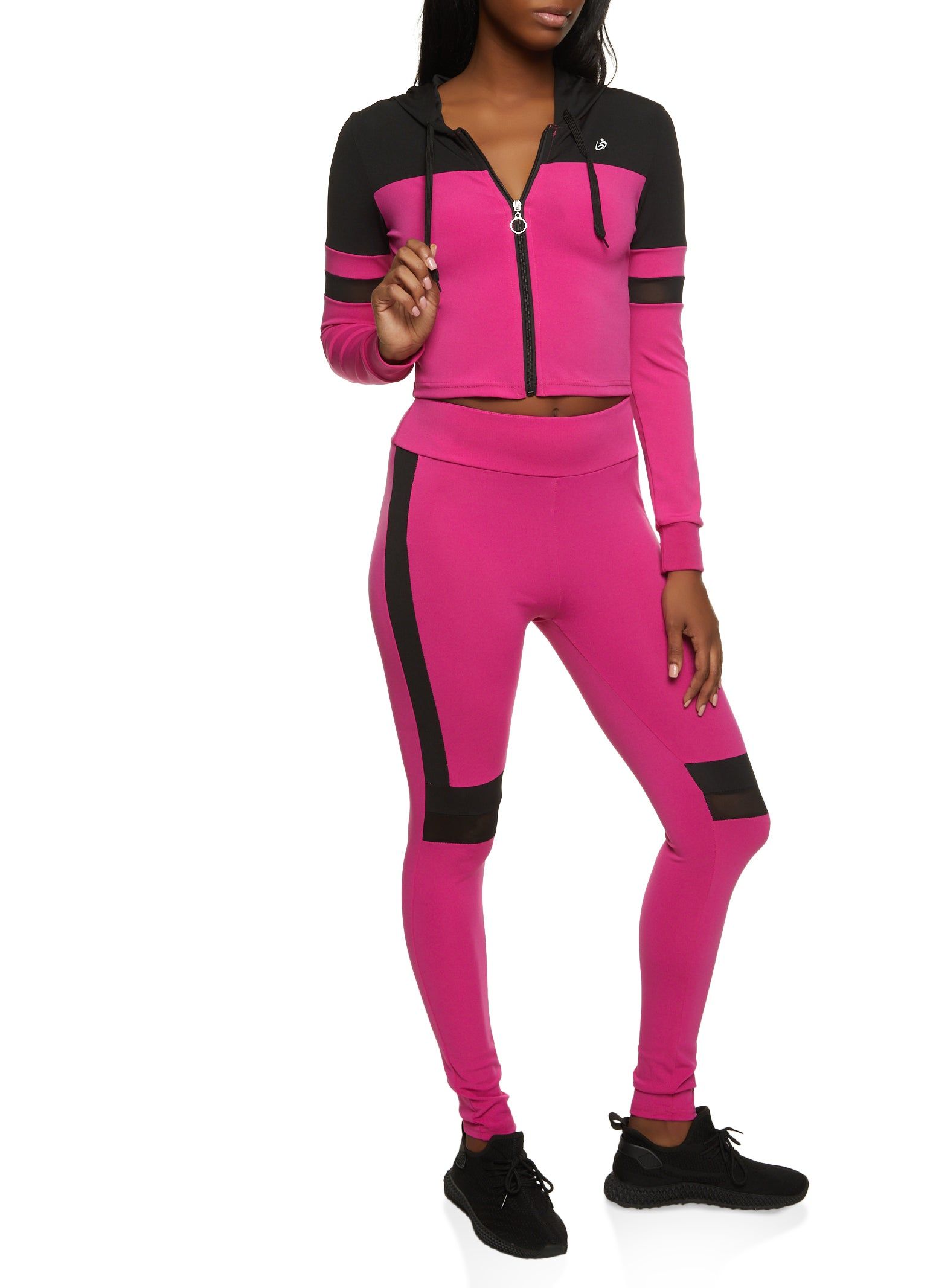 Color Block Zip Front Hooded Track Jacket sold by Rainbow product image thumbnail 2