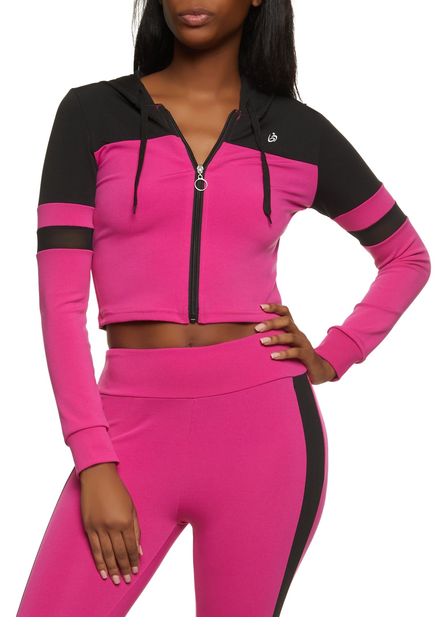 Color Block Zip Front Hooded Track Jacket sold by Rainbow