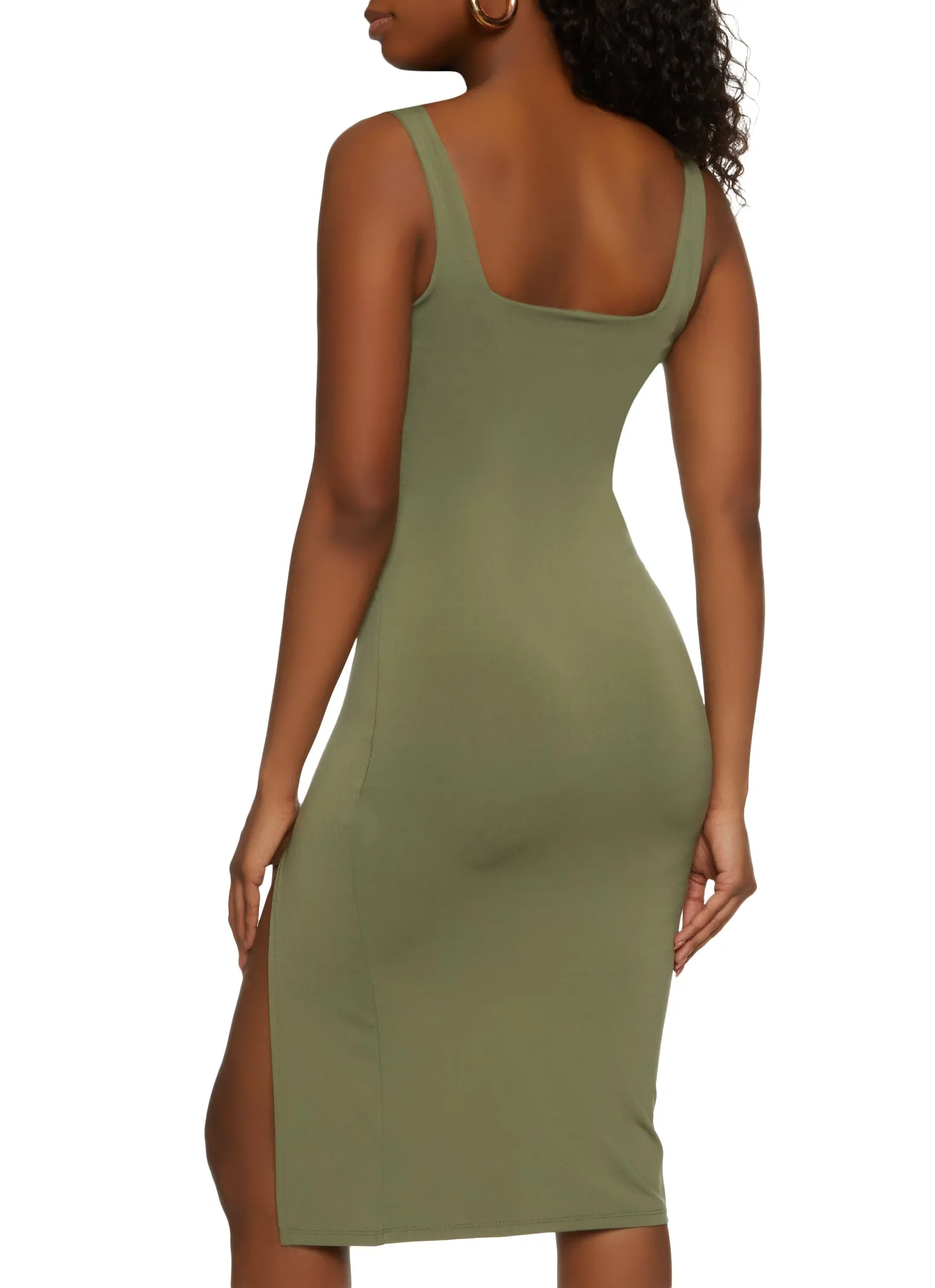 Side Slit Square Neck Tank Midi Dress sold by Rainbow product image thumbnail 3