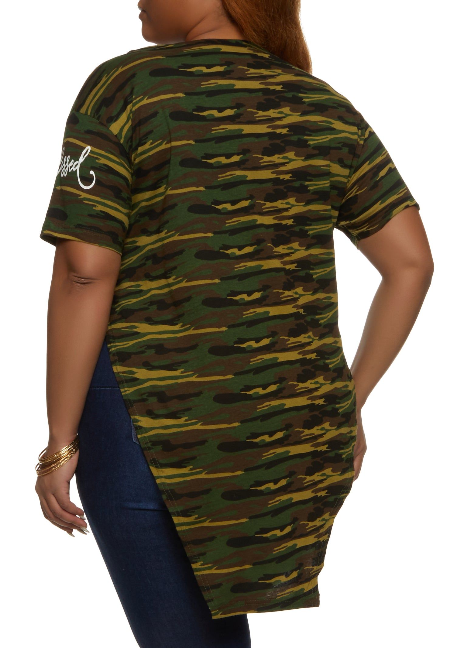 Plus Size Camo Blessed All Day Everyday Hanky Hem Graphic Tee sold by Rainbow product image thumbnail 2