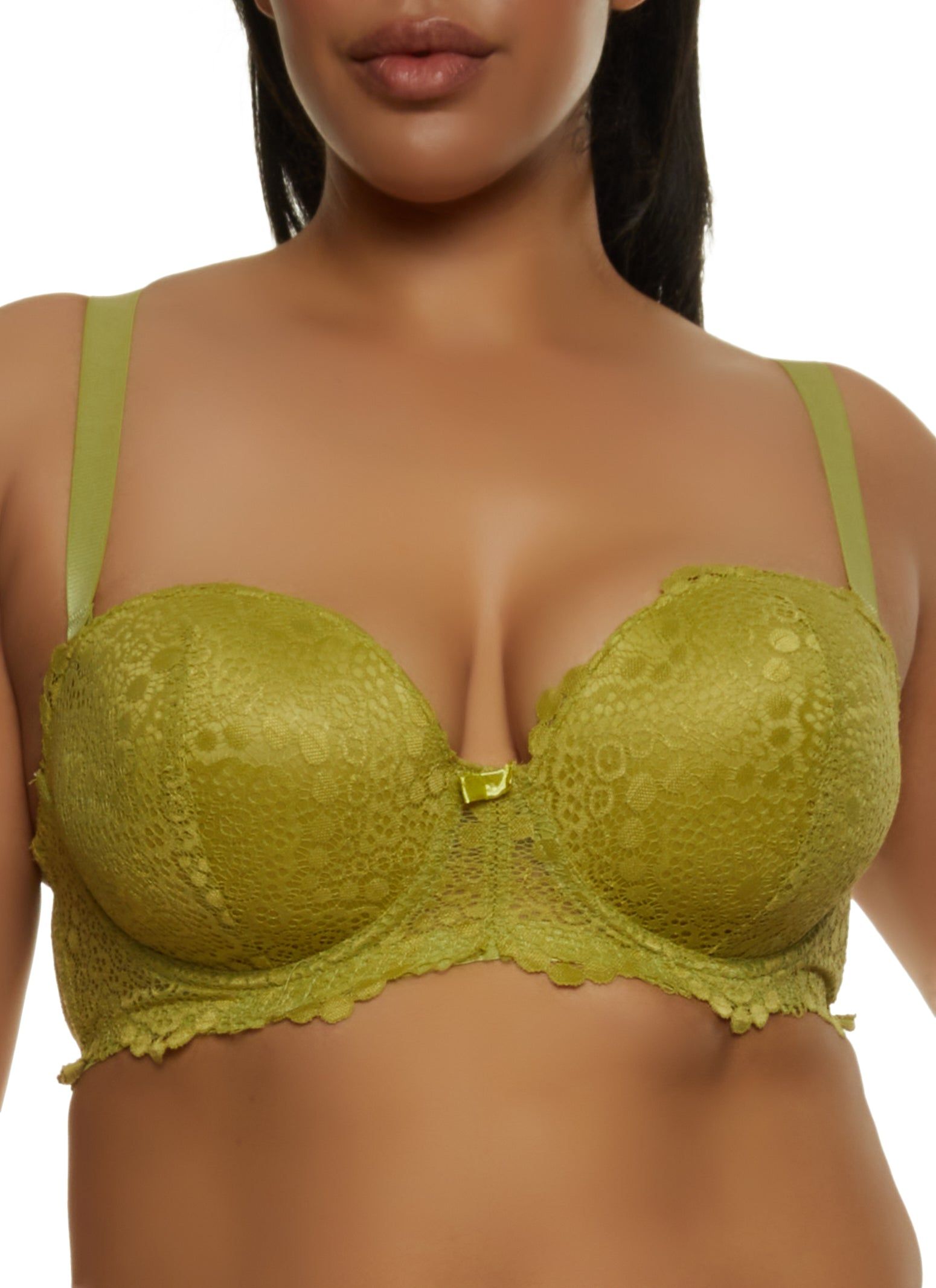 Plus Size Scalloped Trim Lace Balconette Bra | Converts to Strapless sold by Rainbow