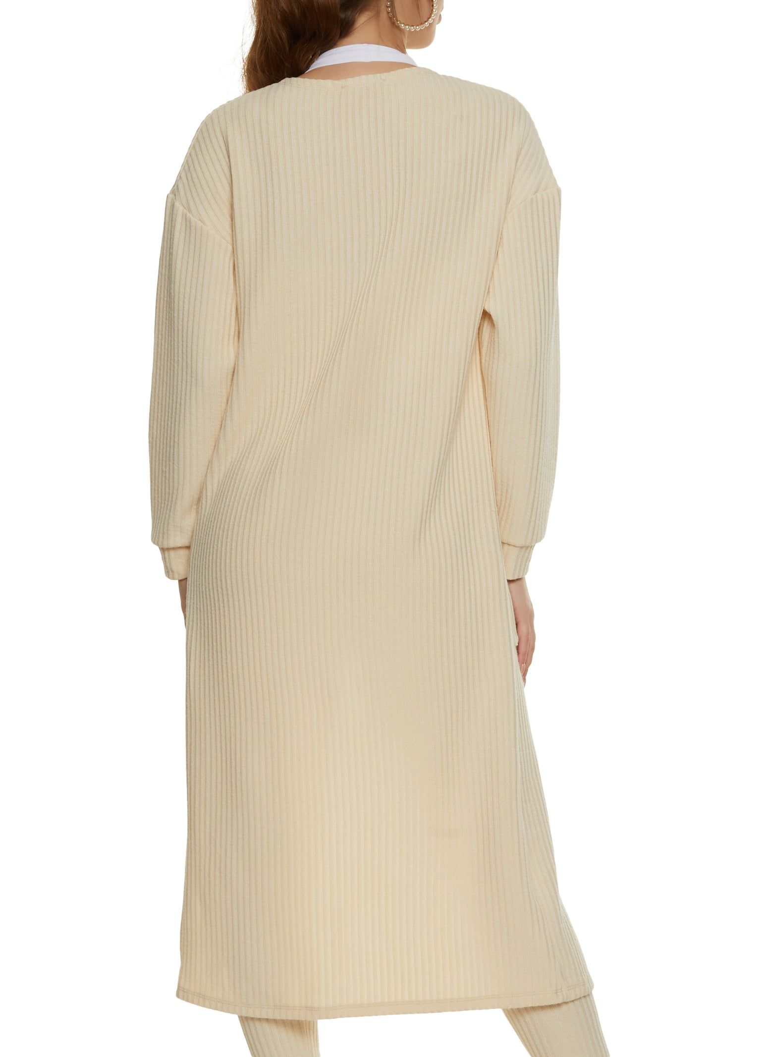 Ribbed Knit Open Front Long Cardigan sold by Rainbow product image thumbnail 3