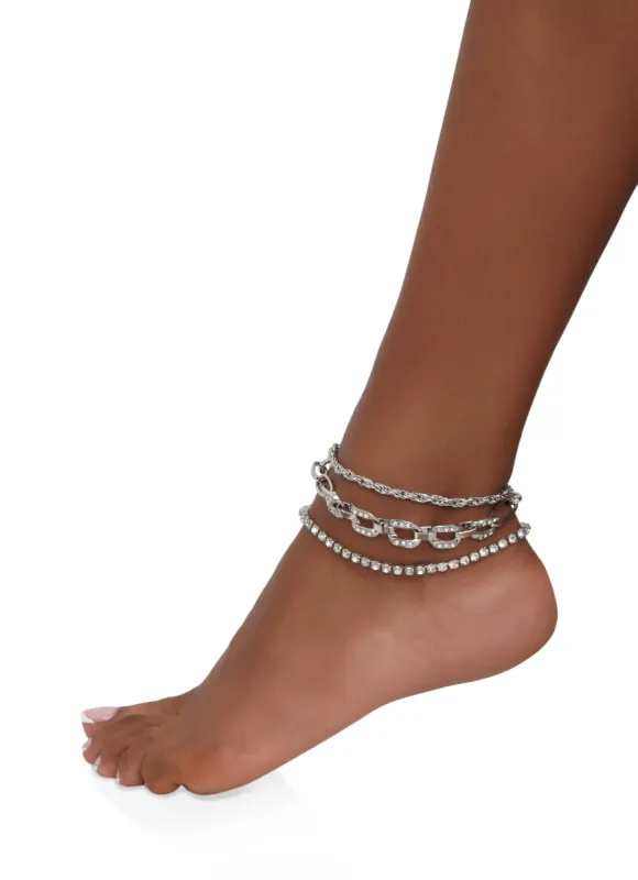 Rhinestone Studded Chain Anklet sold by Rainbow