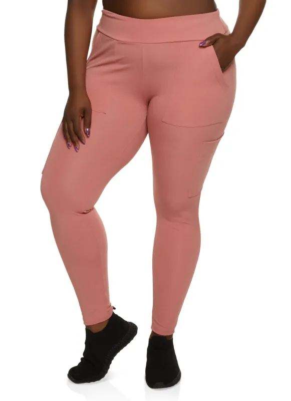 Plus Size Pocket Detail High Waist Leggings sold by Rainbow