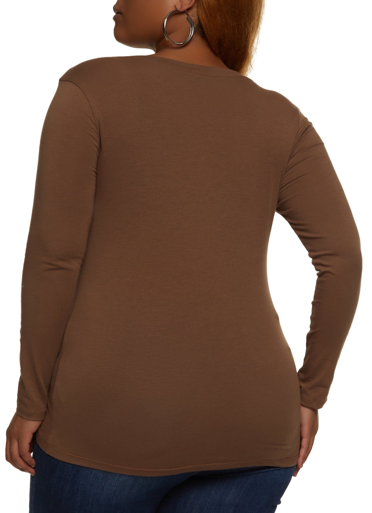 Plus Size Basic V Neck Long Sleeve Tee sold by Rainbow product image thumbnail 2
