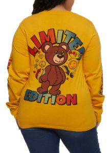 Plus Size Limited Edition Bear Graphic Long Sleeve Top sold by Rainbow