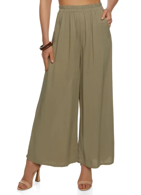 High Waisted Pull On Wide Leg Pants sold by Rainbow