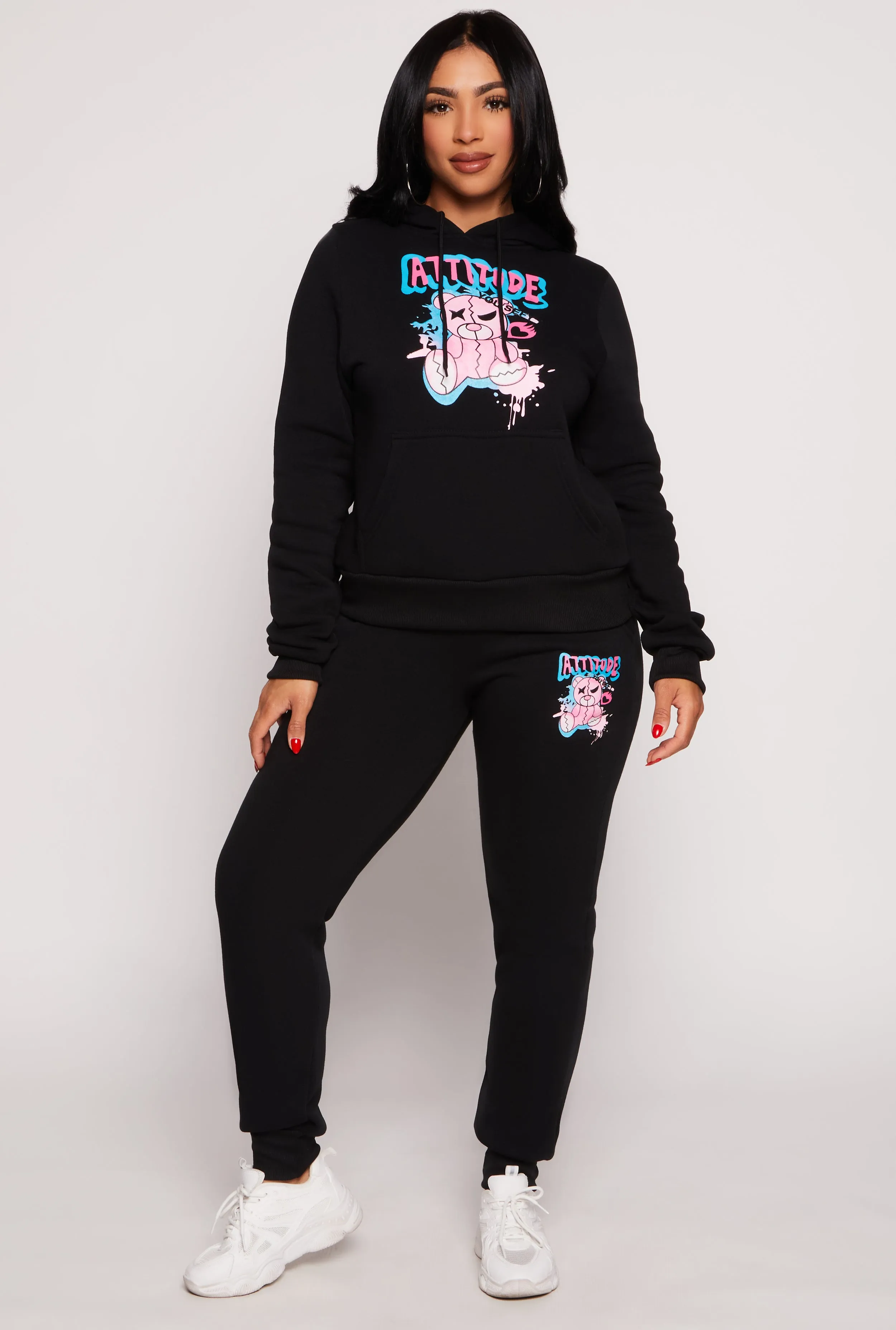 Attitude Bear Graphic Pullover Hoodie sold by Rainbow product image thumbnail 2