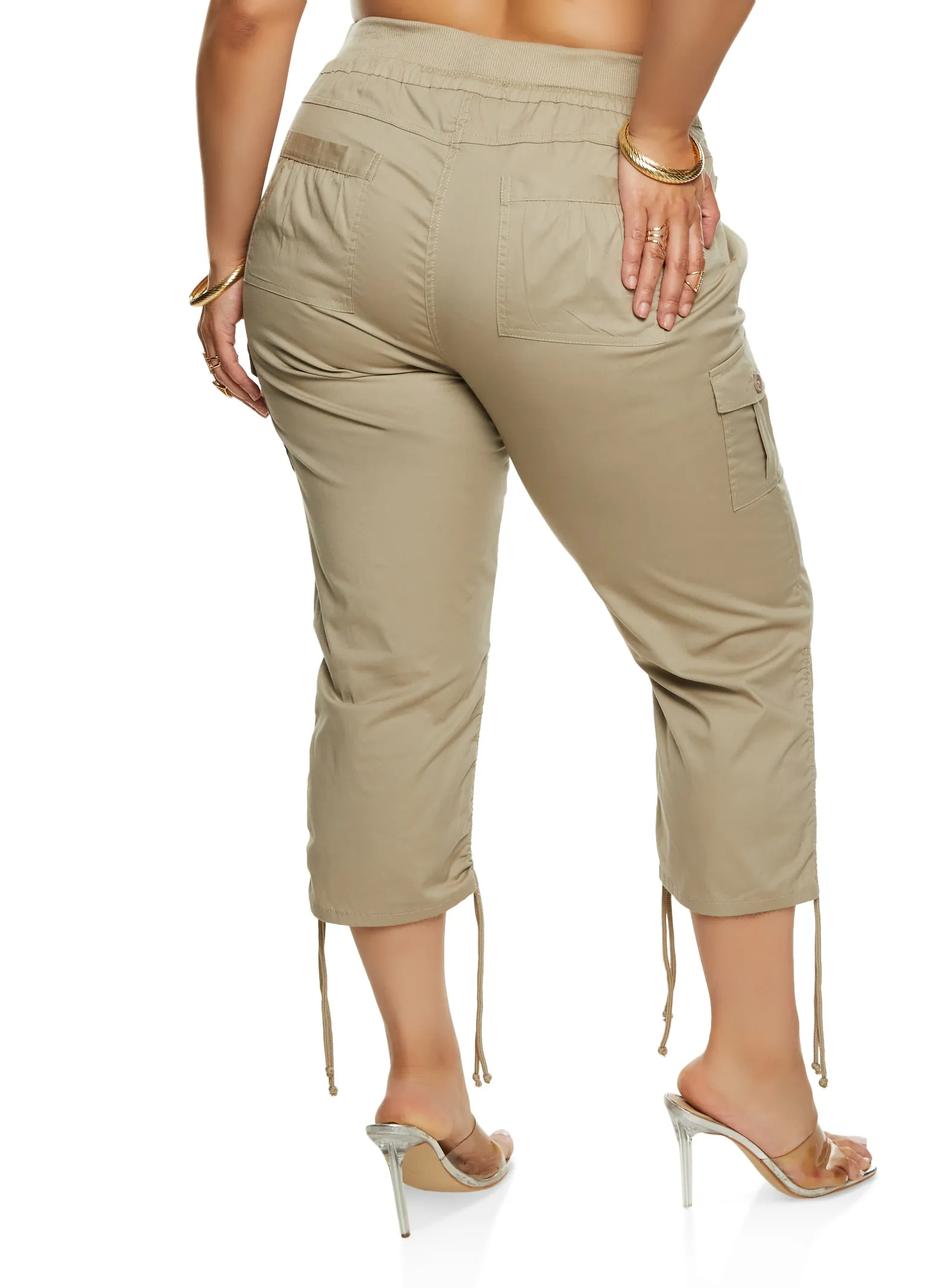 Plus Size Tie Hem Cargo Pocket Capris sold by Rainbow product image thumbnail 3