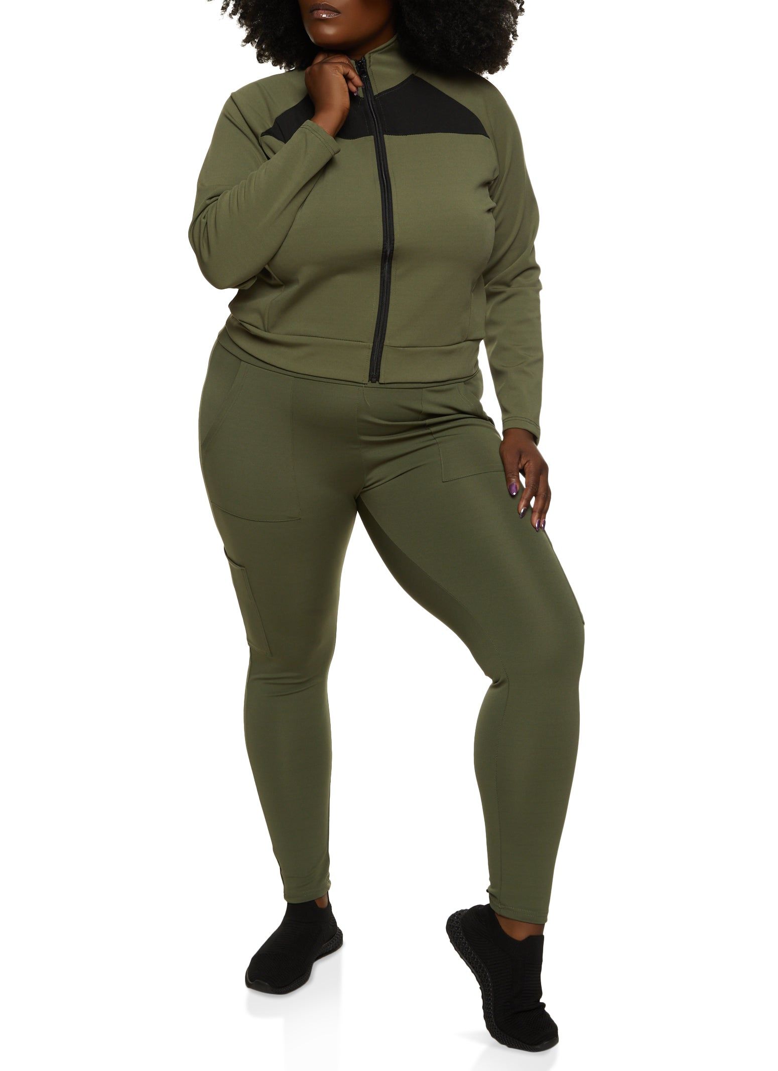 Plus Size Zip Front Color Block Track Jacket sold by Rainbow product image thumbnail 2