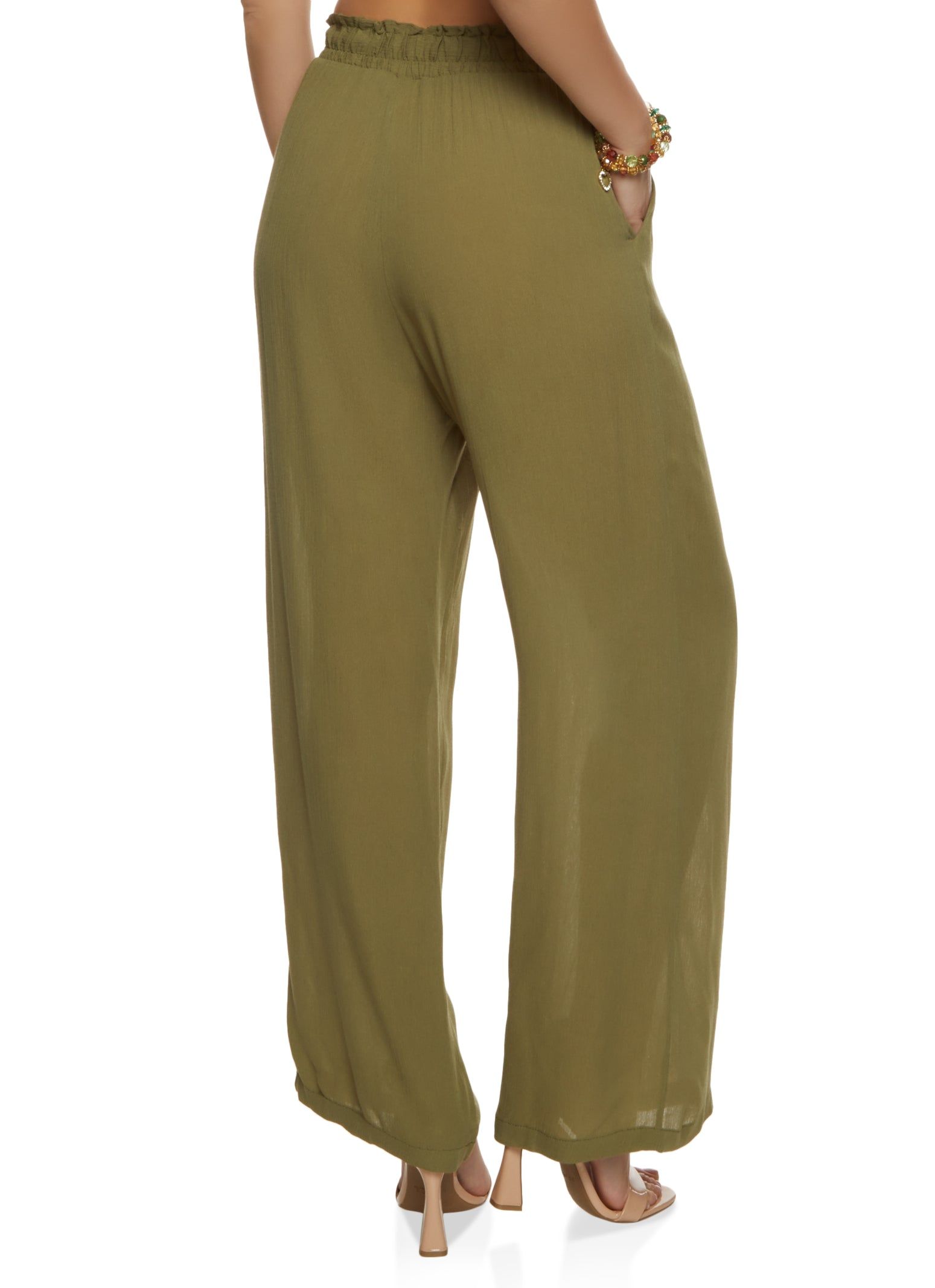 Gauze Knit Faux Drawstring Wide Leg Pants sold by Rainbow product image thumbnail 2