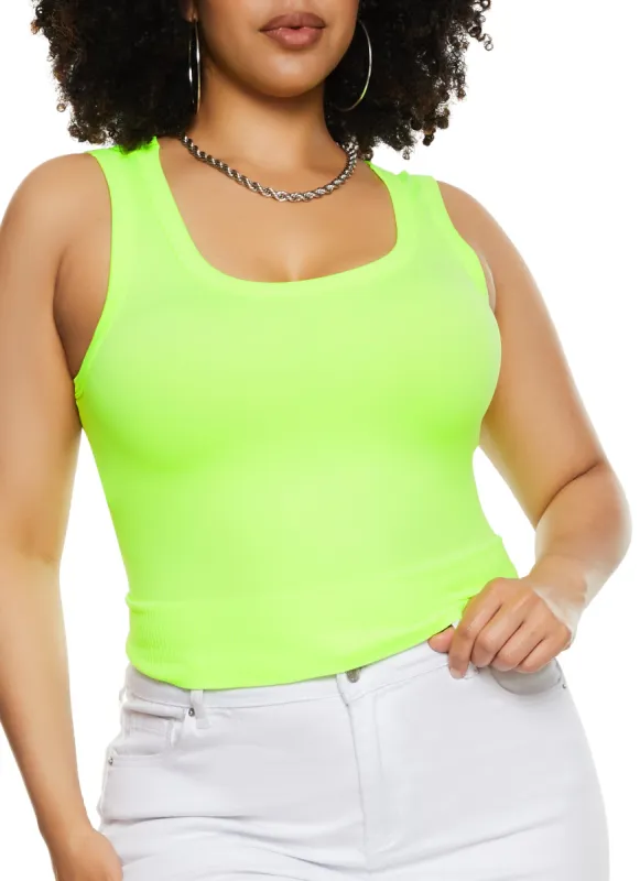 Plus Size Seamless Scoop Neck Tank Top sold by Rainbow
