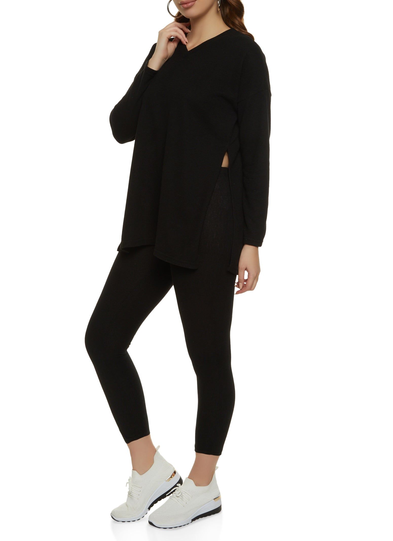 Brushed Knit Side Slit Tunic Top sold by Rainbow product image thumbnail 2