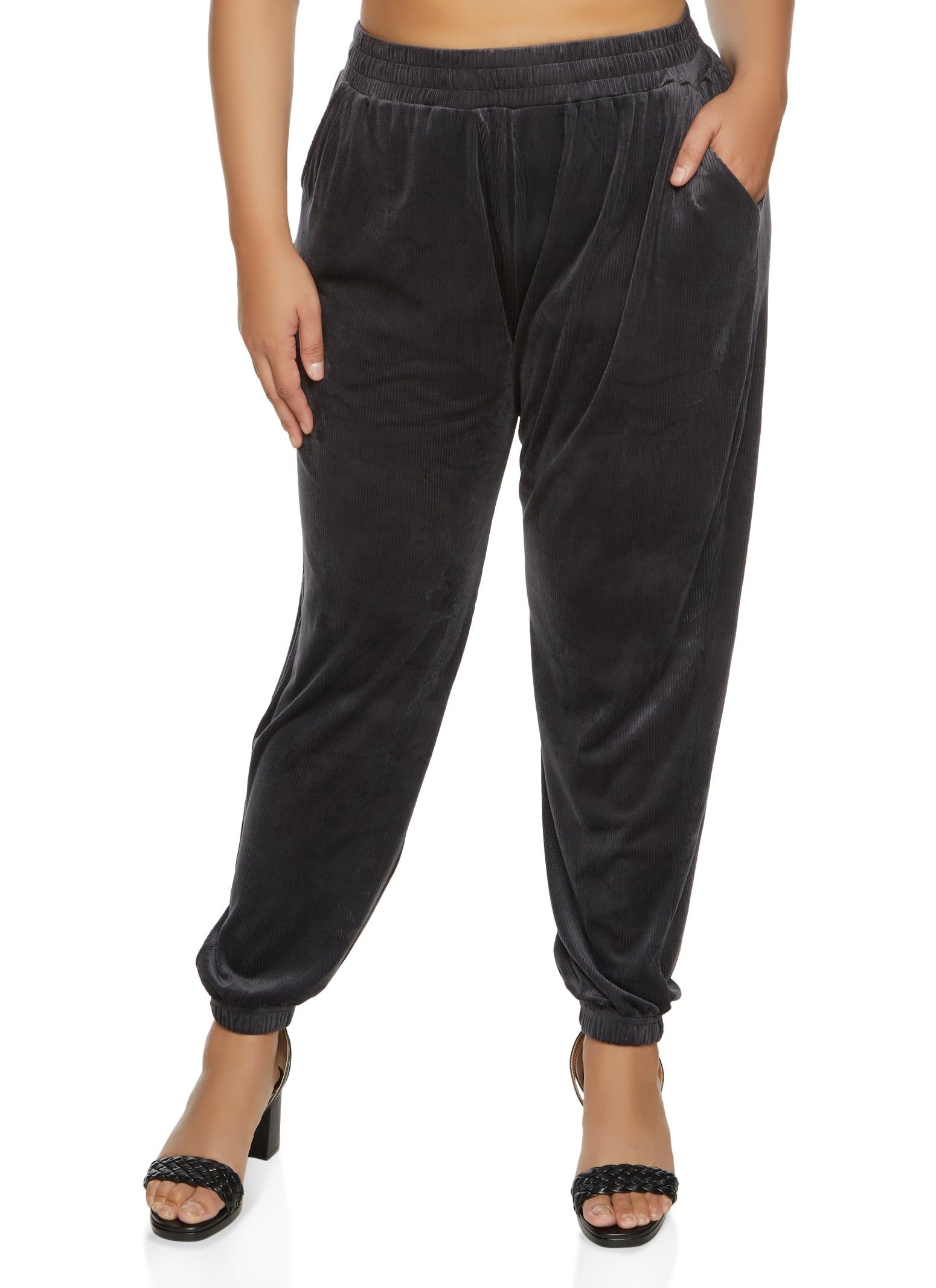 Plus Size Corduroy High Waisted Joggers sold by Rainbow