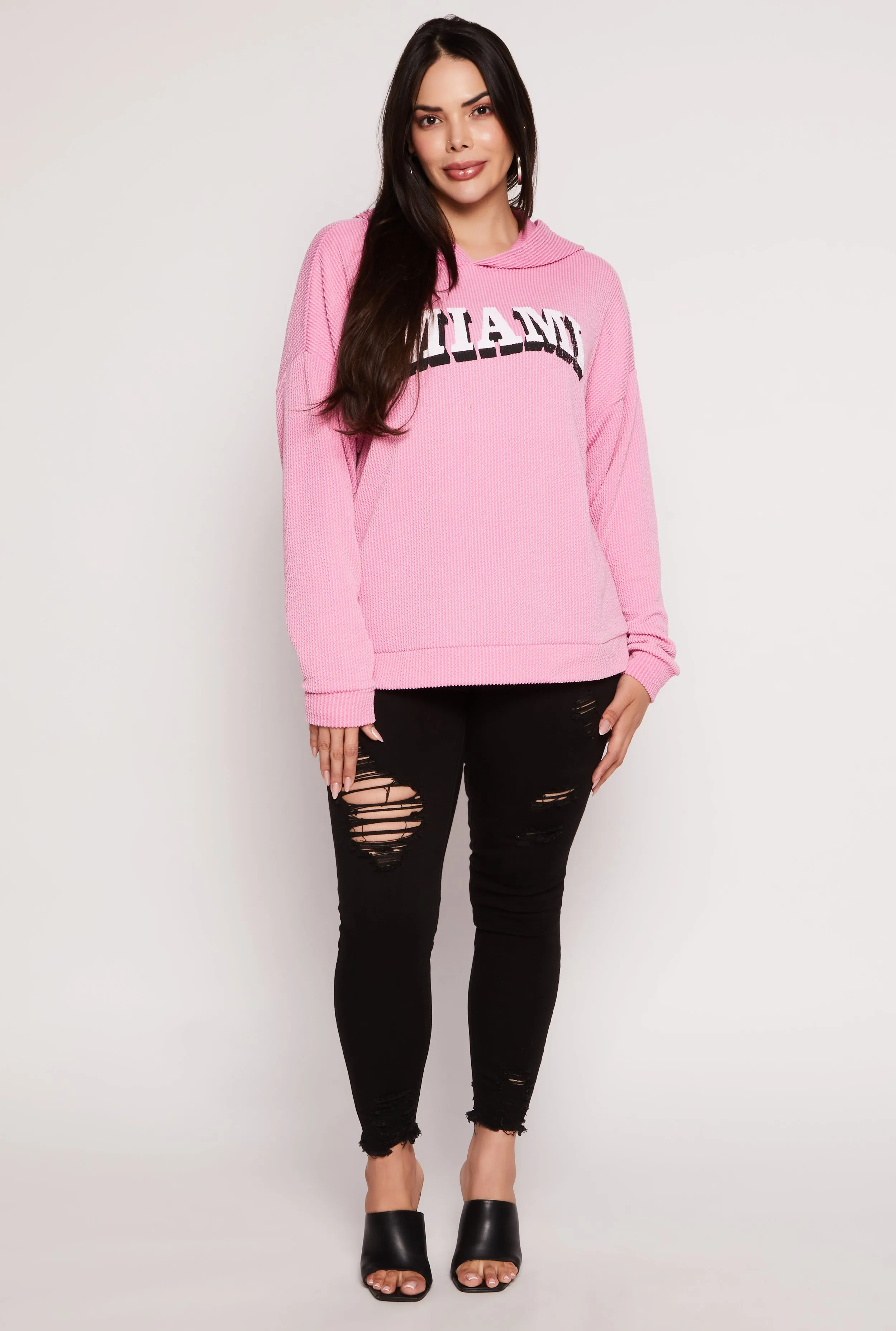 Plus Size Miami Graphic Hooded Top sold by Rainbow product image thumbnail 2