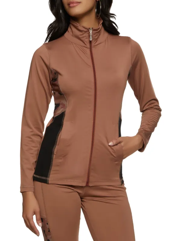 Color Block Camo Detail Track Jacket sold by Rainbow