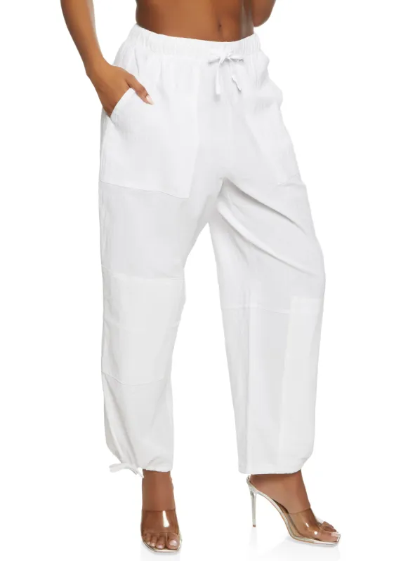 Drawstring Hem Linen Pants sold by Rainbow