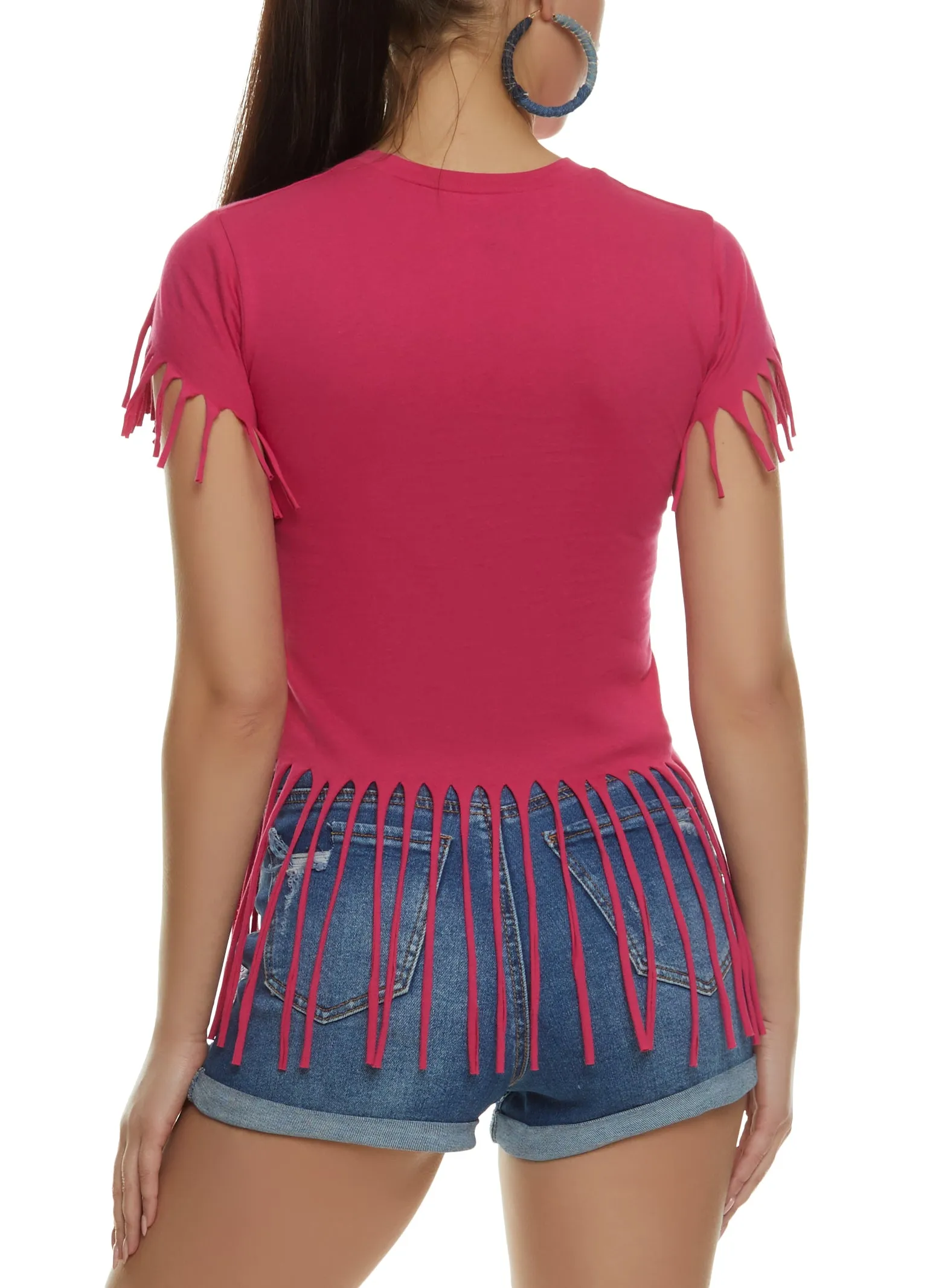 Fringe Hem Crew Neck Tee sold by Rainbow product image thumbnail 2