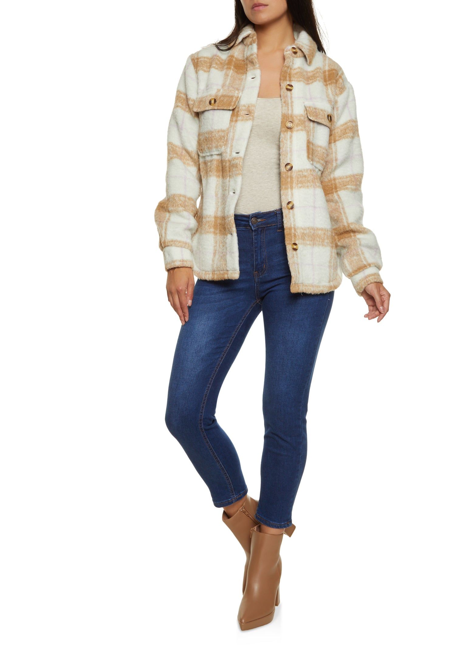 Plaid Fleece Pocket Shacket sold by Rainbow product image thumbnail 2