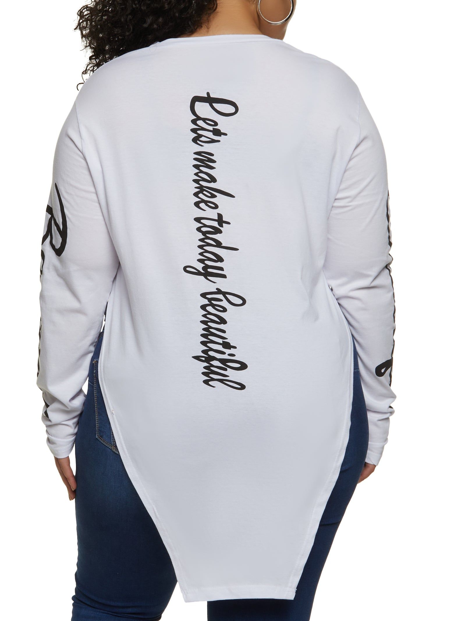 Plus Size Beautiful Sequin Hanky Hem Graphic Tee sold by Rainbow product image thumbnail 2