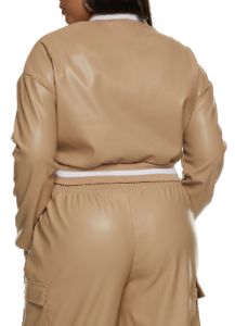 Plus Size Faux Leather Cropped Jacket sold by Rainbow