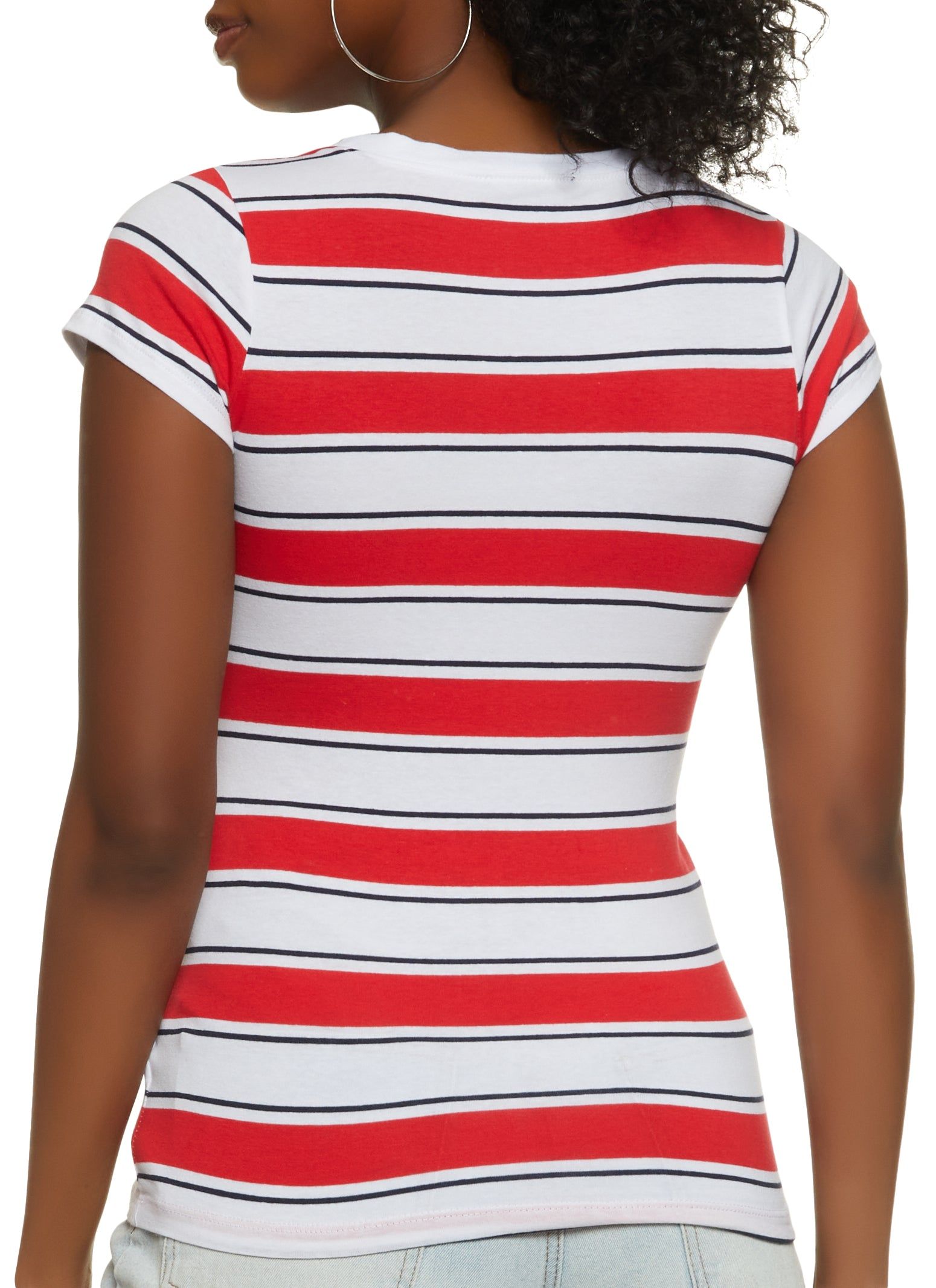Basic Striped Crew Neck Tee sold by Rainbow product image thumbnail 2