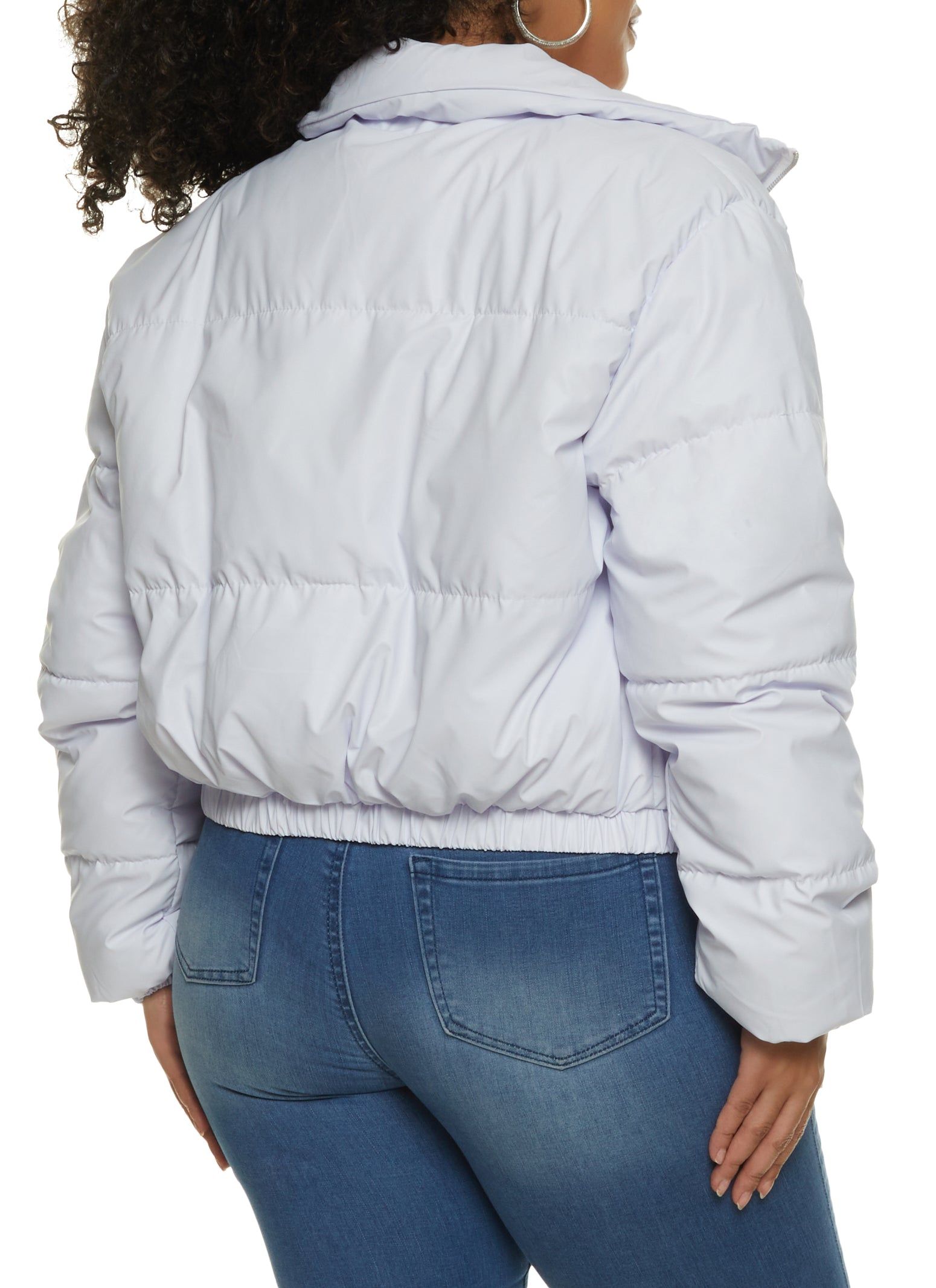 Plus Size Faux Leather Zip Front Puffer Jacket sold by Rainbow product image thumbnail 2