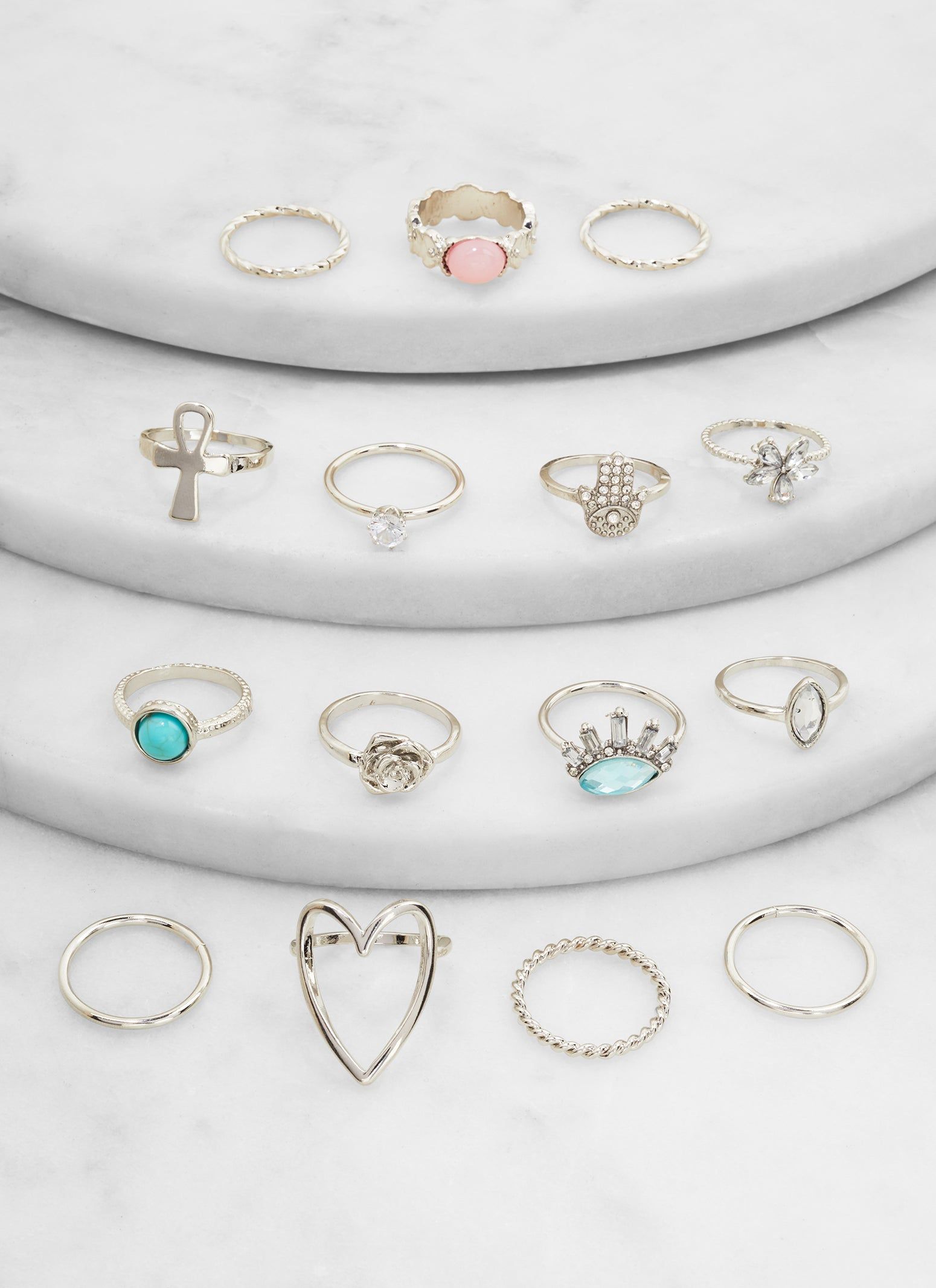 Metallic Shaped Rings Set of 15 sold by Rainbow