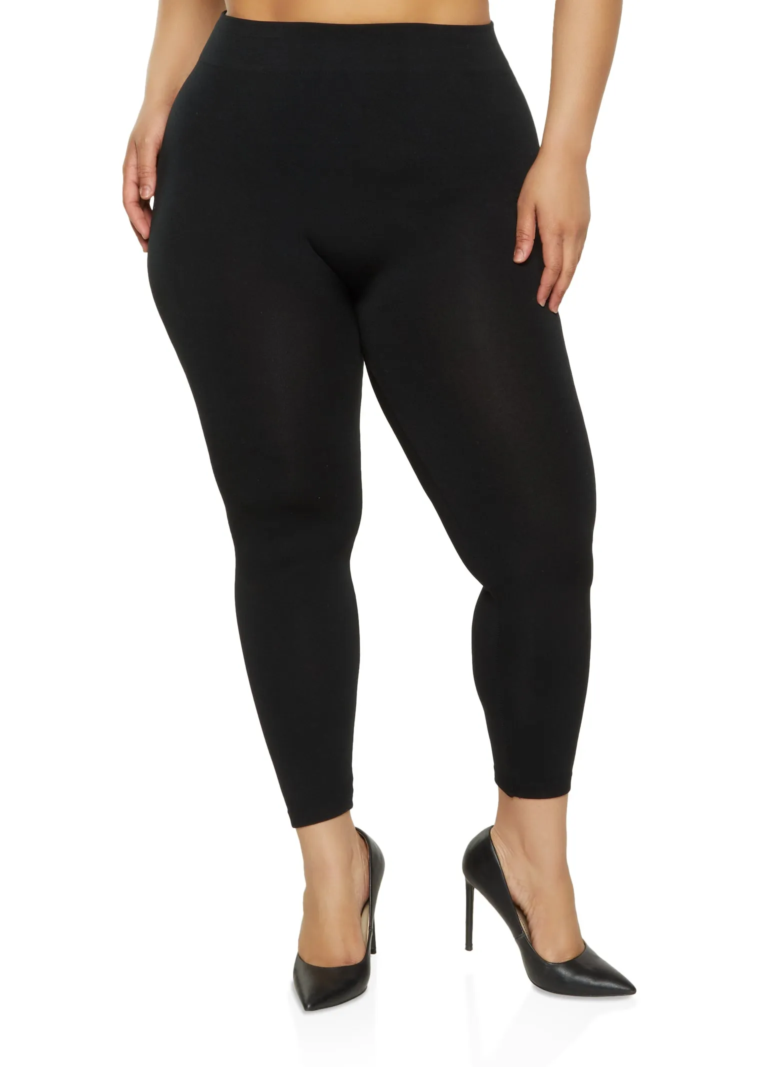 Plus Size Solid Seamless High Waisted Leggings sold by Rainbow
