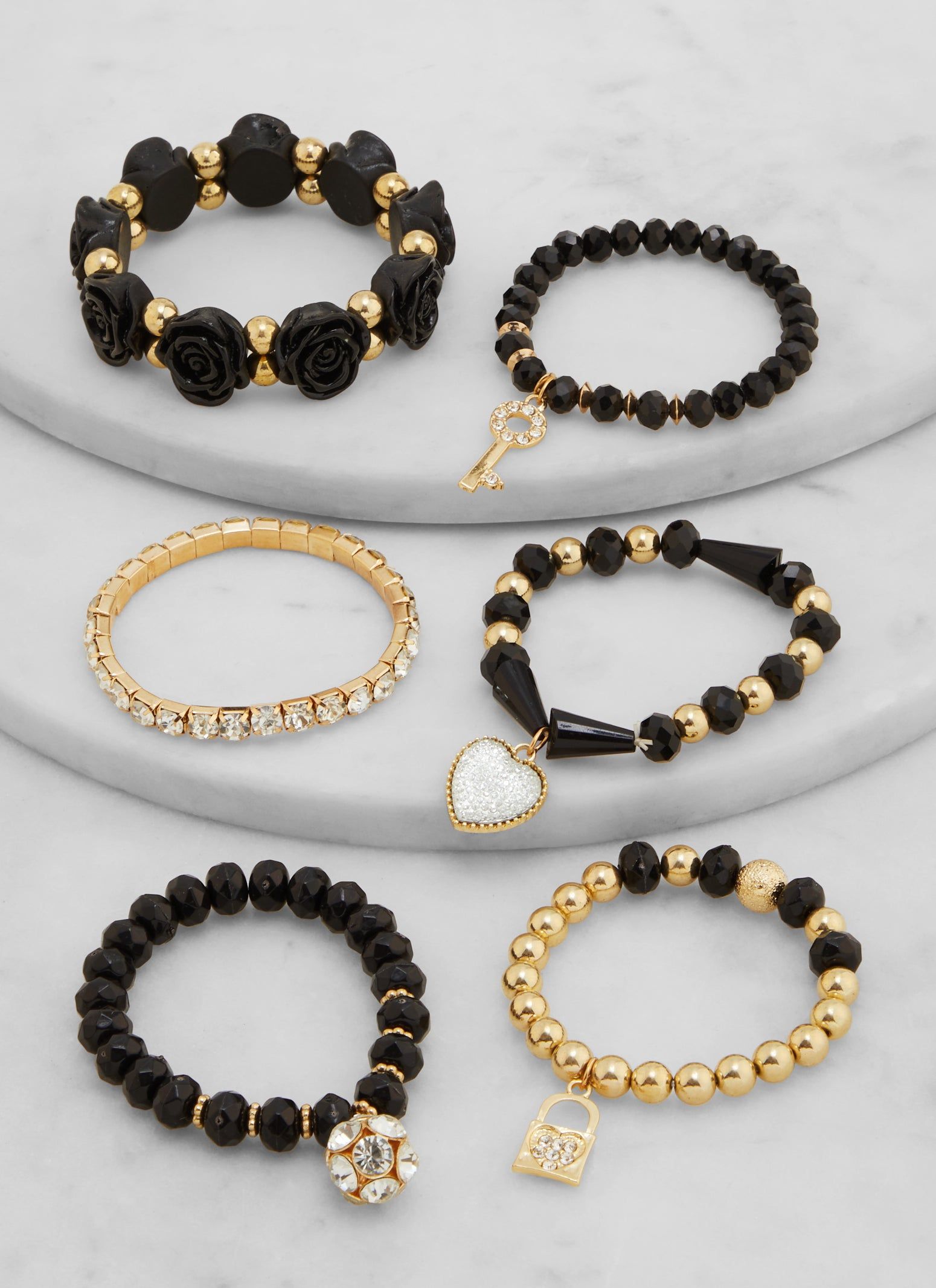 Set of 6 Rhinestone Beaded Stretch Bracelets sold by Rainbow product image thumbnail 2