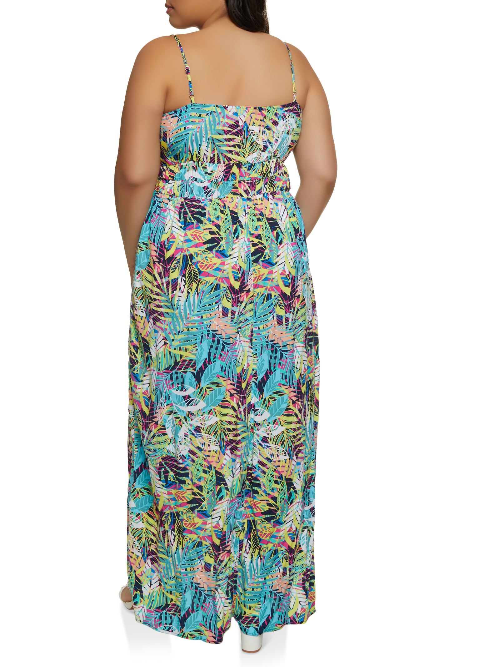 Plus Size Tropical Print Ruched Waist Maxi Dress sold by Rainbow product image thumbnail 3