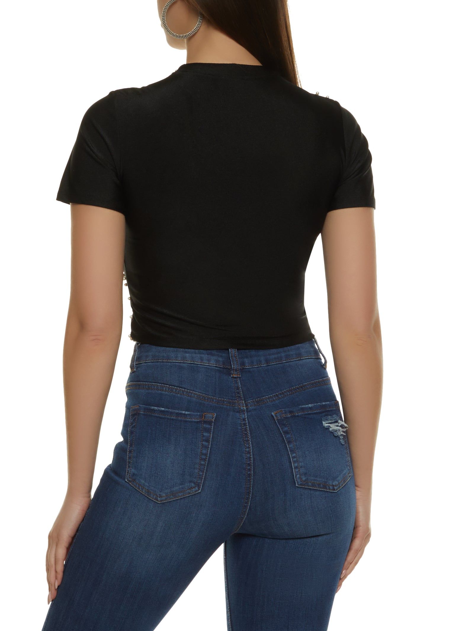 Faux Pearl Beaded Crop Top sold by Rainbow product image thumbnail 2