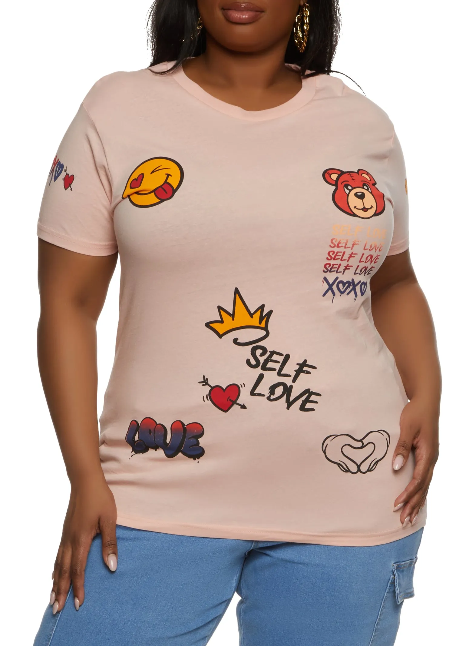 Plus Size Self Love Graffiti Graphic Tee sold by Rainbow