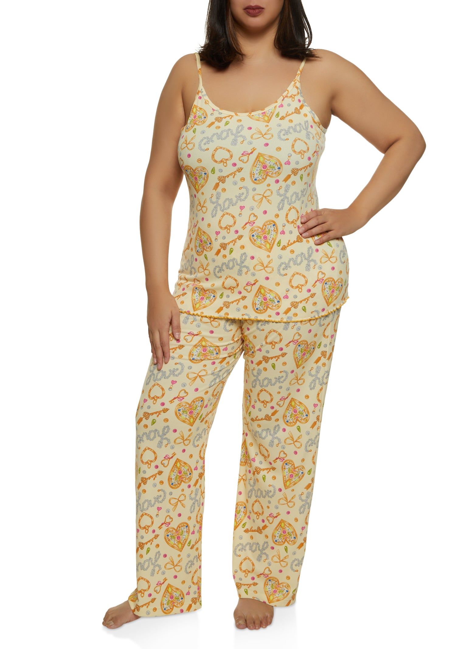 Plus Size Graphic Print Pajama Cami and Pants sold by Rainbow
