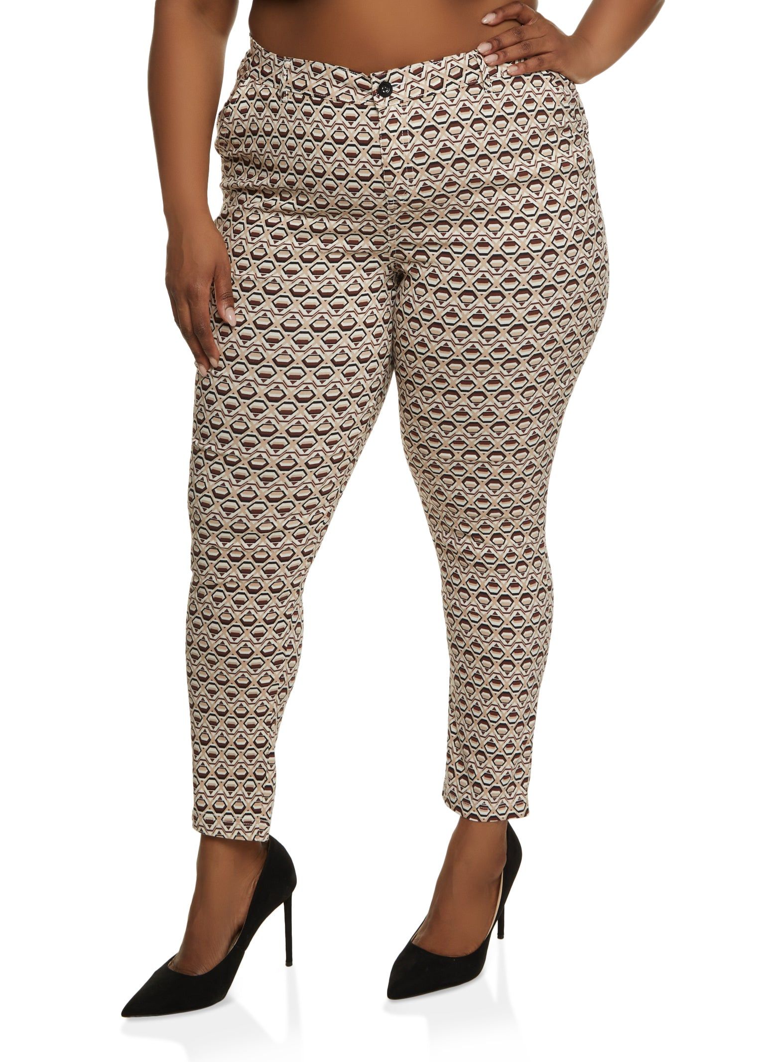 Plus Size Printed High Waisted Dress Pants sold by Rainbow