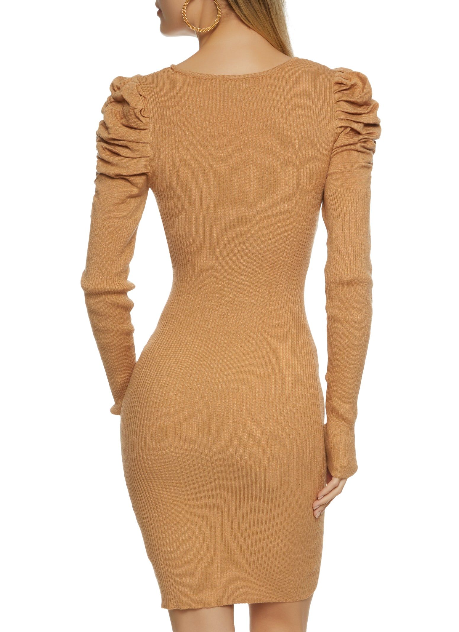 Ribbed Puff Sleeve Sweater Dress sold by Rainbow product image thumbnail 3