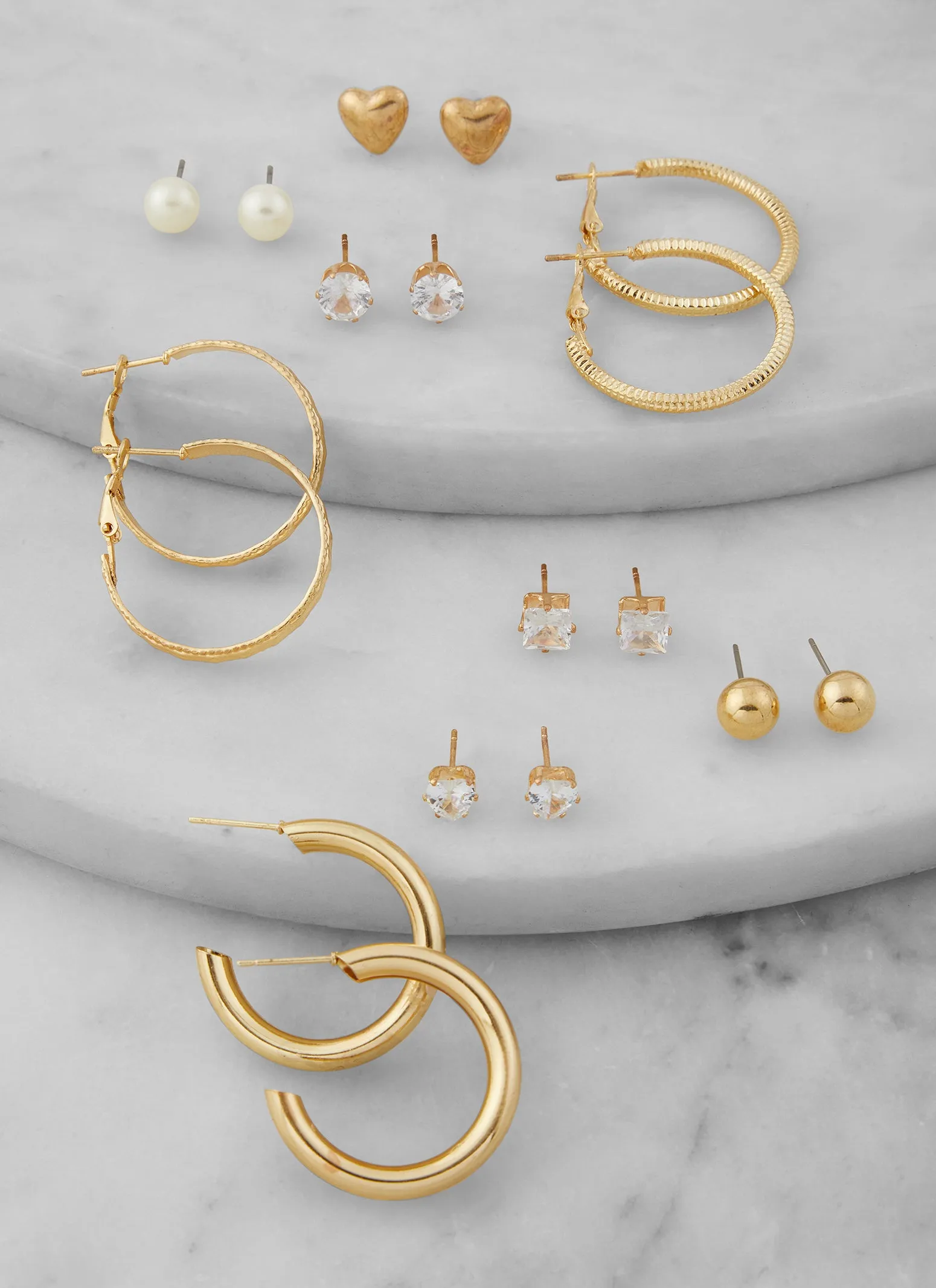 Assorted Cubic Zirconia Stud and Hoop Earring Set sold by Rainbow