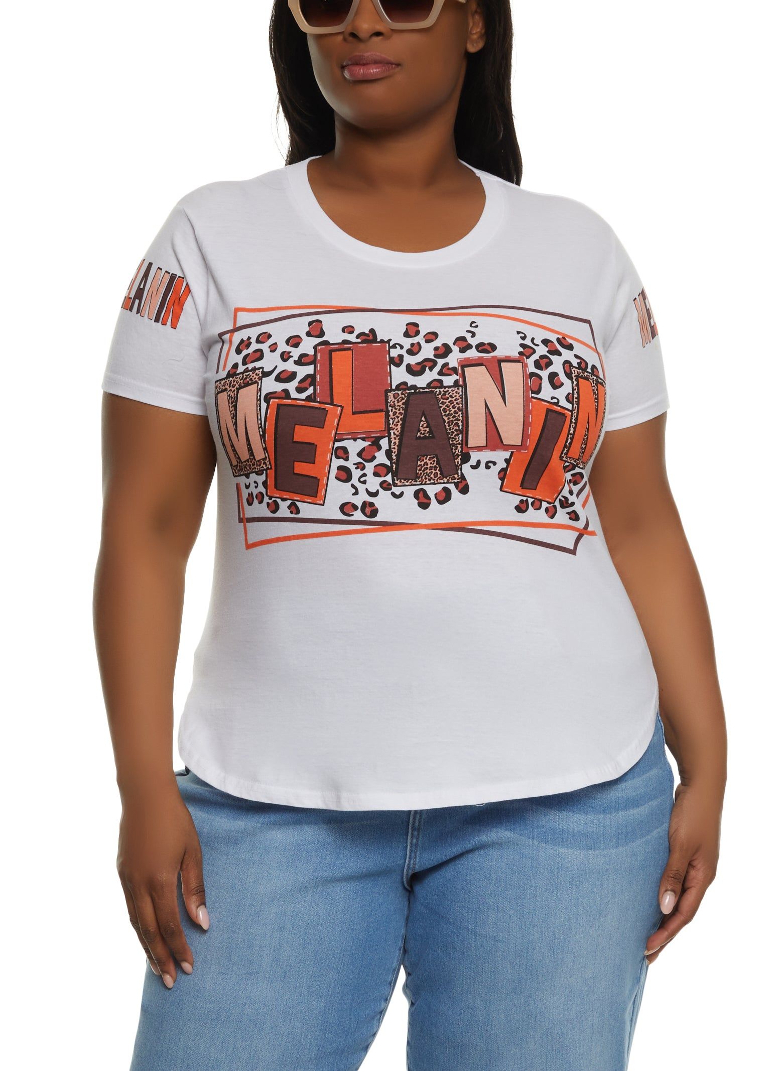 Plus Size Animal Print Melanin Graphic Tee sold by Rainbow