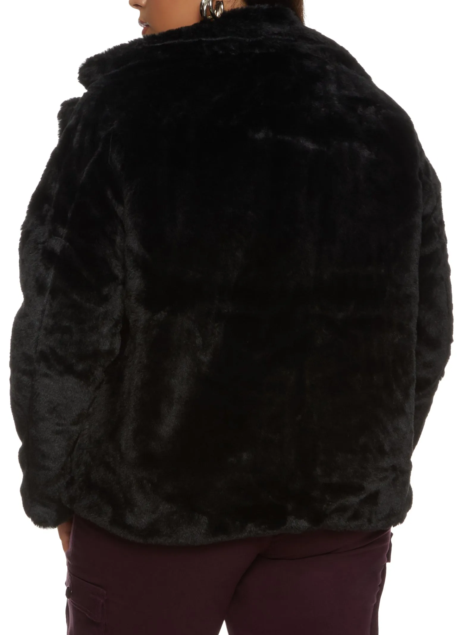 Plus Size Snap Button Front Faux Fur Jacket sold by Rainbow product image thumbnail 3